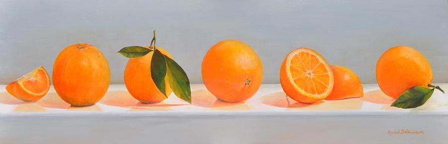 Still Life Painting - Ligne d Oranges 2 by Muriel Dolemieux