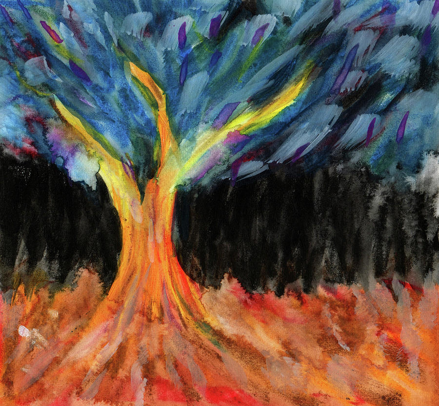Lignum Abstracta - Tree in Abstract Mixed Media by R Kyllo