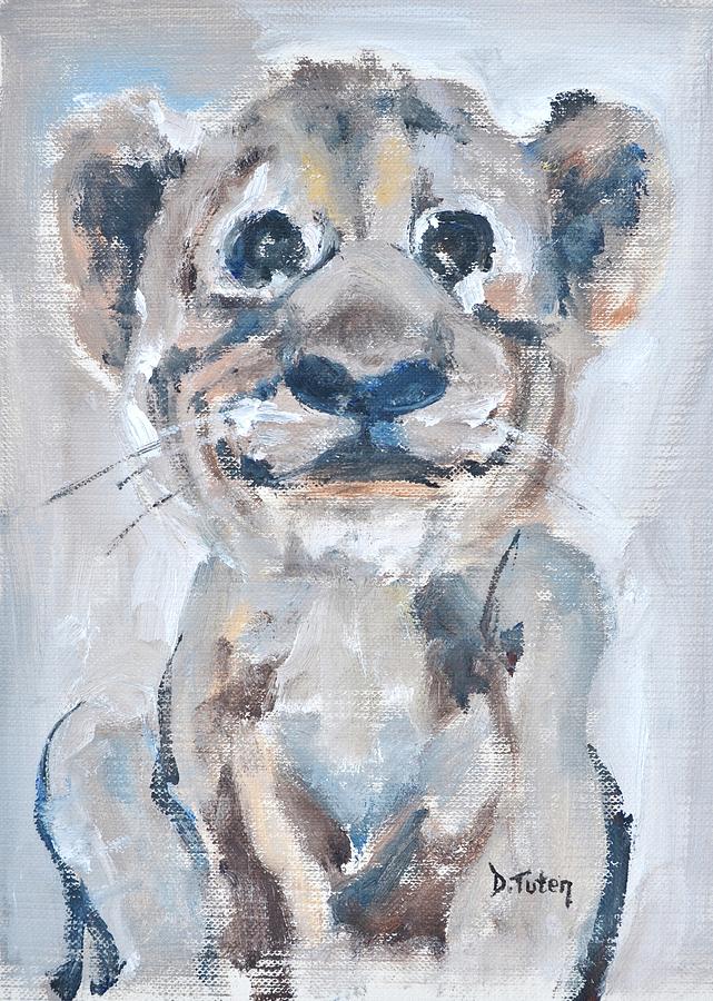 Lion Cub Safari Animal Painting Painting by Donna Tuten