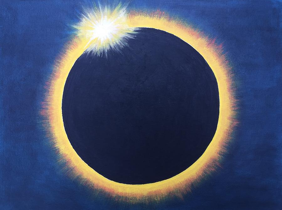 Like A Diamond in the Sky, Eclipse 2017 Painting by S Leonard