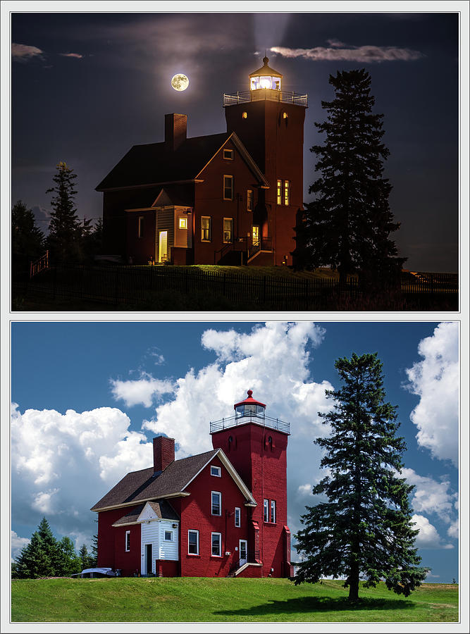 LIke Night and Day - Two Harbors MN Lightouse Photograph by Peter Herman