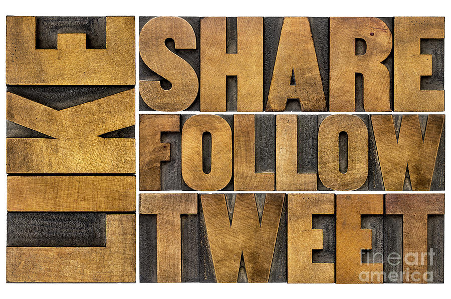 Like, Share, Tweet, Follow Word Abstract  Photograph by Marek Uliasz