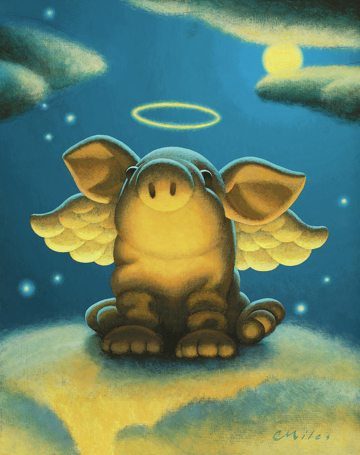 Pig Painting - Lil Angel by Chris Miles