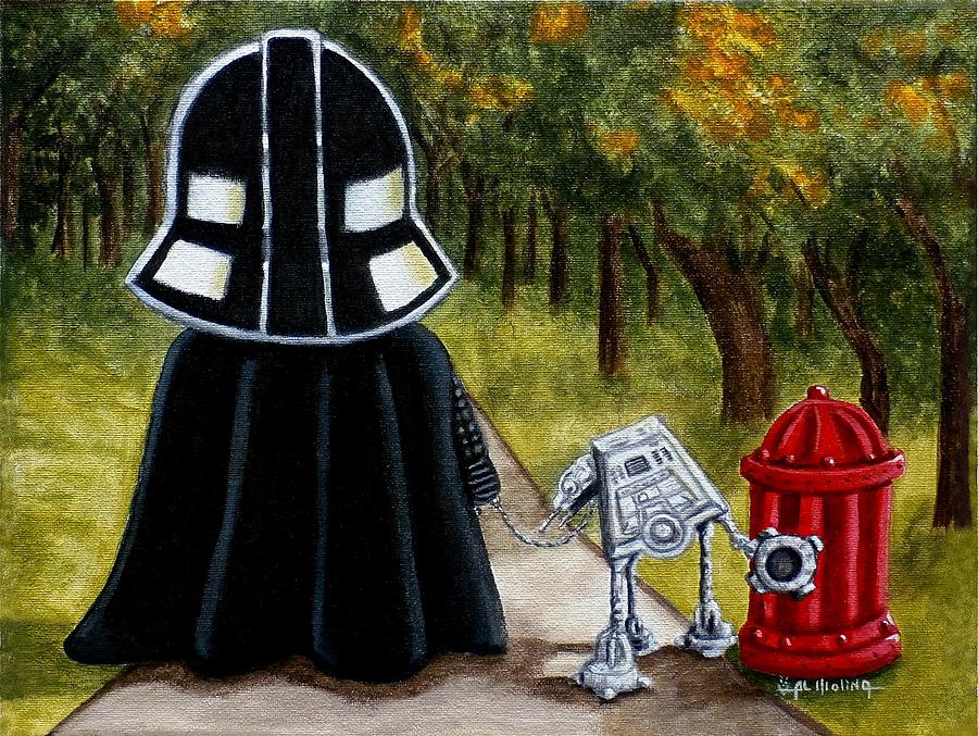 Lil Vader walking his At At Painting by Al  Molina