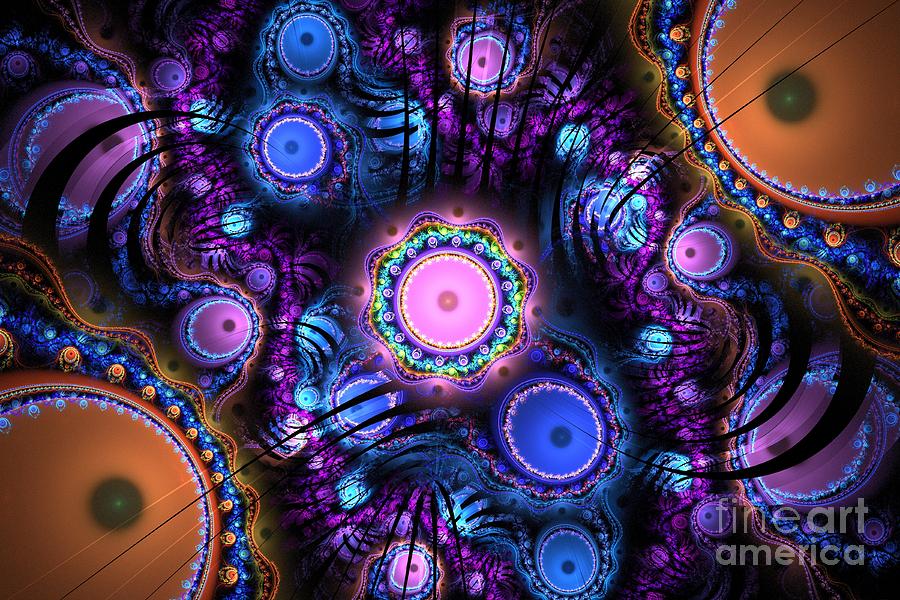 Abstract Digital Art - Lilac Amoebas by Kim Sy Ok