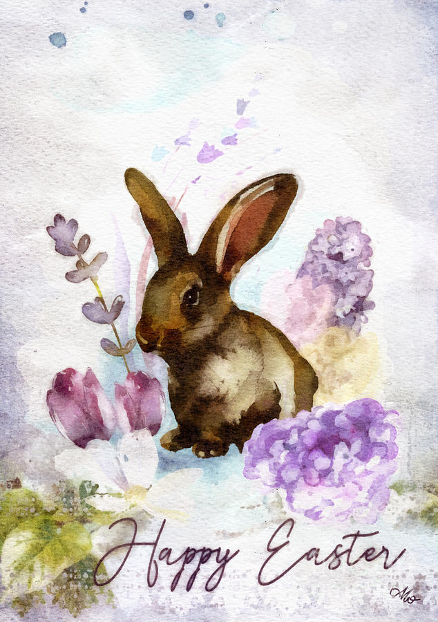 Lilac and Bunny Painting by Mo T