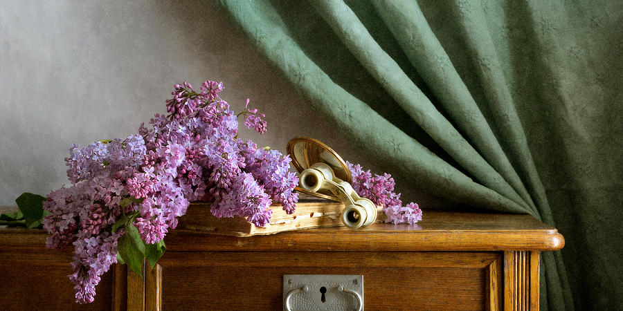 Still Life Photograph - Lilac and Opera Glasses by Nikolay Panov
