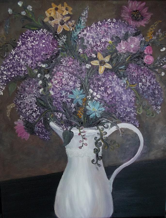 Flower Painting - Lilac Arrangement by Rhonda Lee