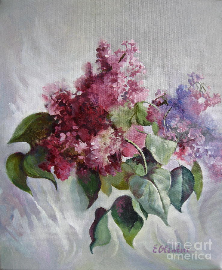 Lilac blossom Painting by Elena Oleniuc