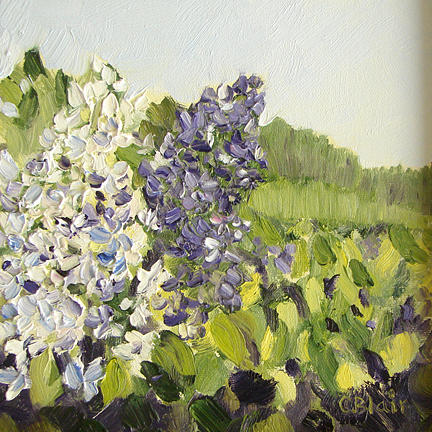 Lilac Bushes Painting by Cynthia Blair