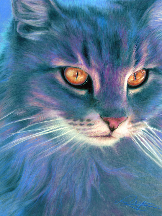 Lilac Cat Painting by Ragen Mendenhall