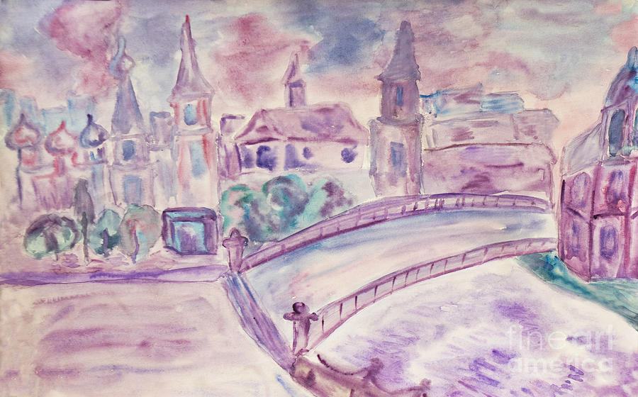Lilac dreamtown Painting by Irina Afonskaya