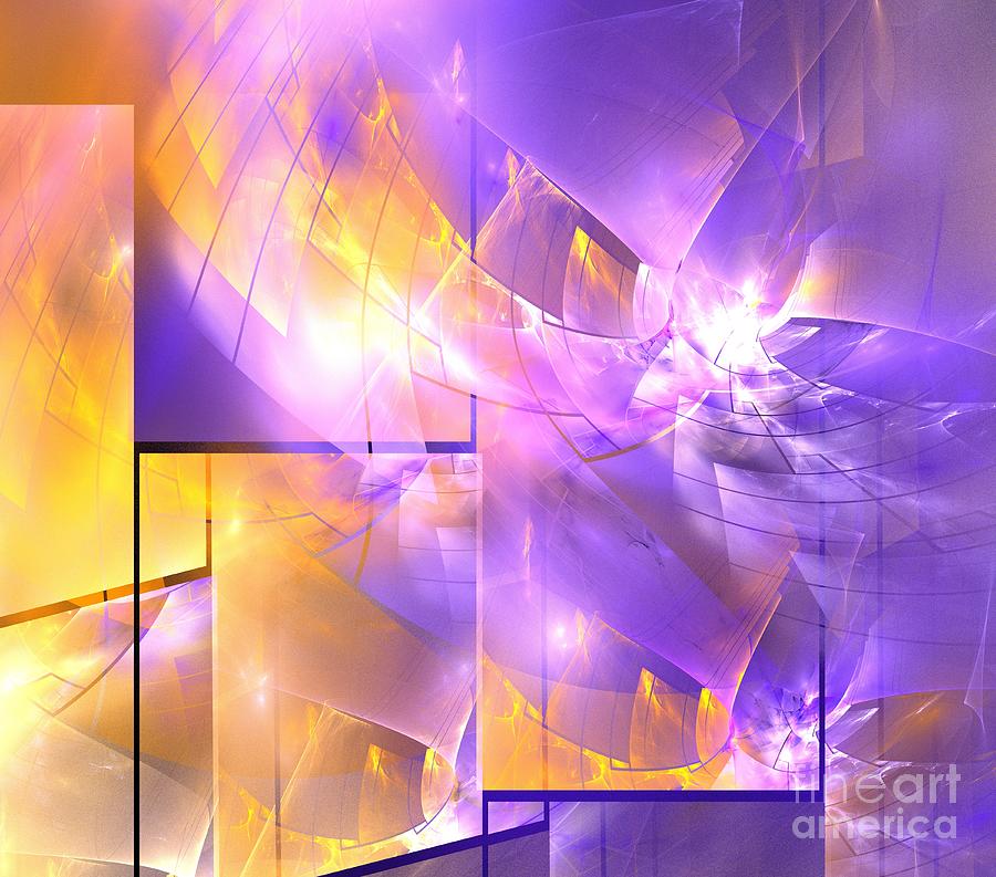 Abstract Digital Art - Lilac Goldlights by Kim Sy Ok
