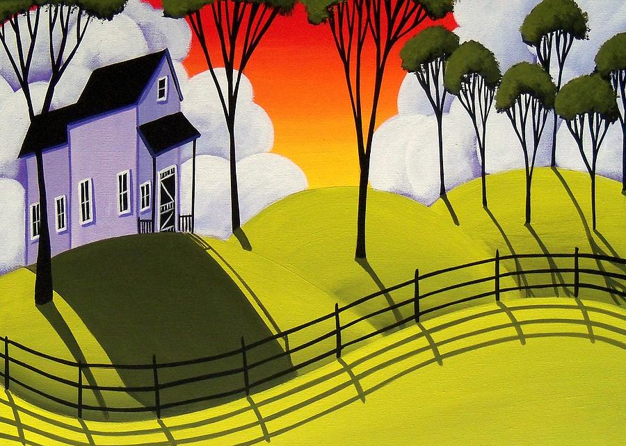 Lilac House - whimsical landscape Painting by Debbie Criswell