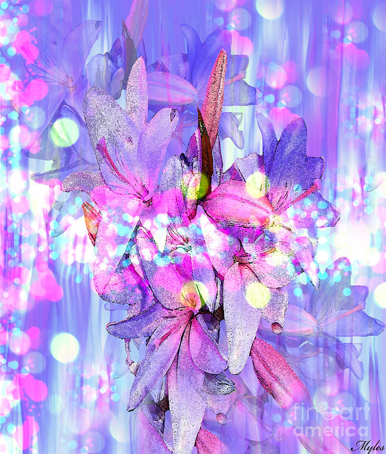 Lilac Lily And Lights Painting by Saundra Myles