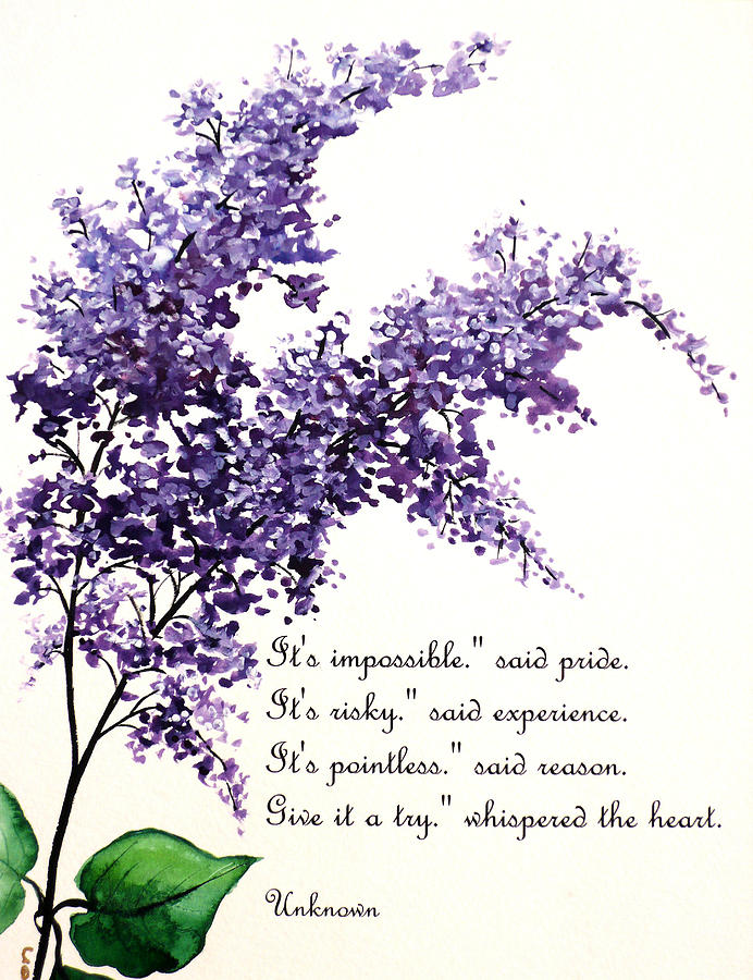 LILAC  poem Painting by Karin  Dawn Kelshall- Best