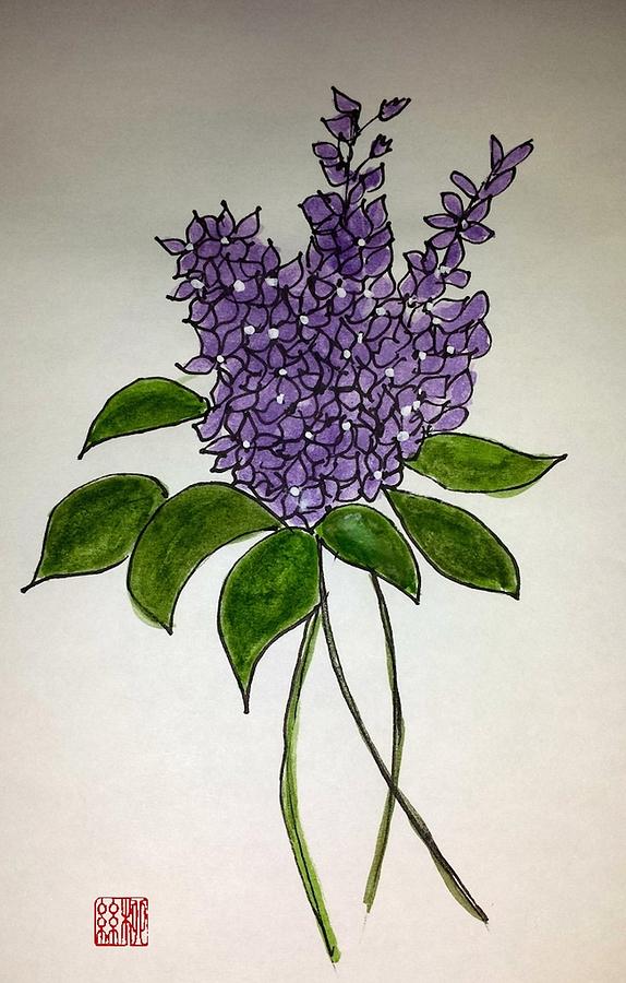 Lilac posy Painting by Margaret Welsh Willowsilk