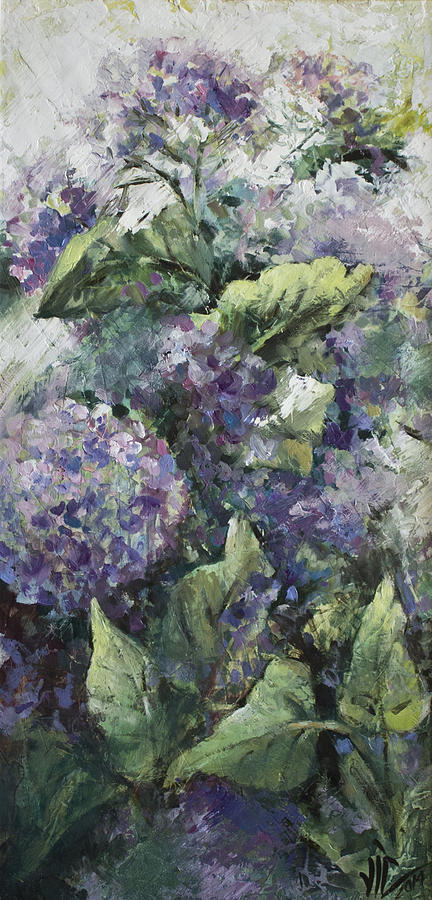 Hydrangea-modern Palette Knife Abstract Flower Painting by Vali Irina Ciobanu