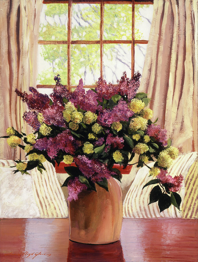  Lilac Vase Painting by David Lloyd Glover