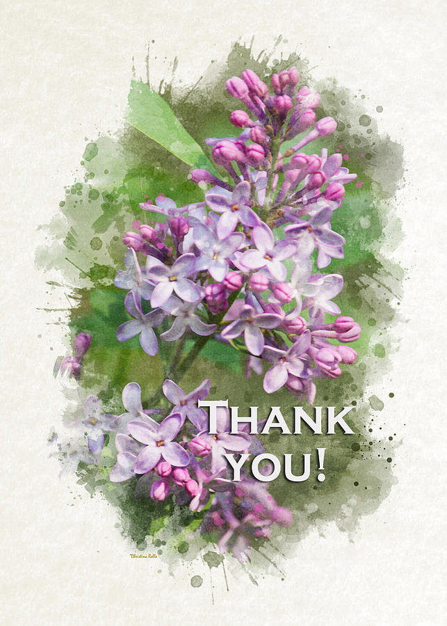 Lilac Thank You Card Mixed Media by Christina Rollo