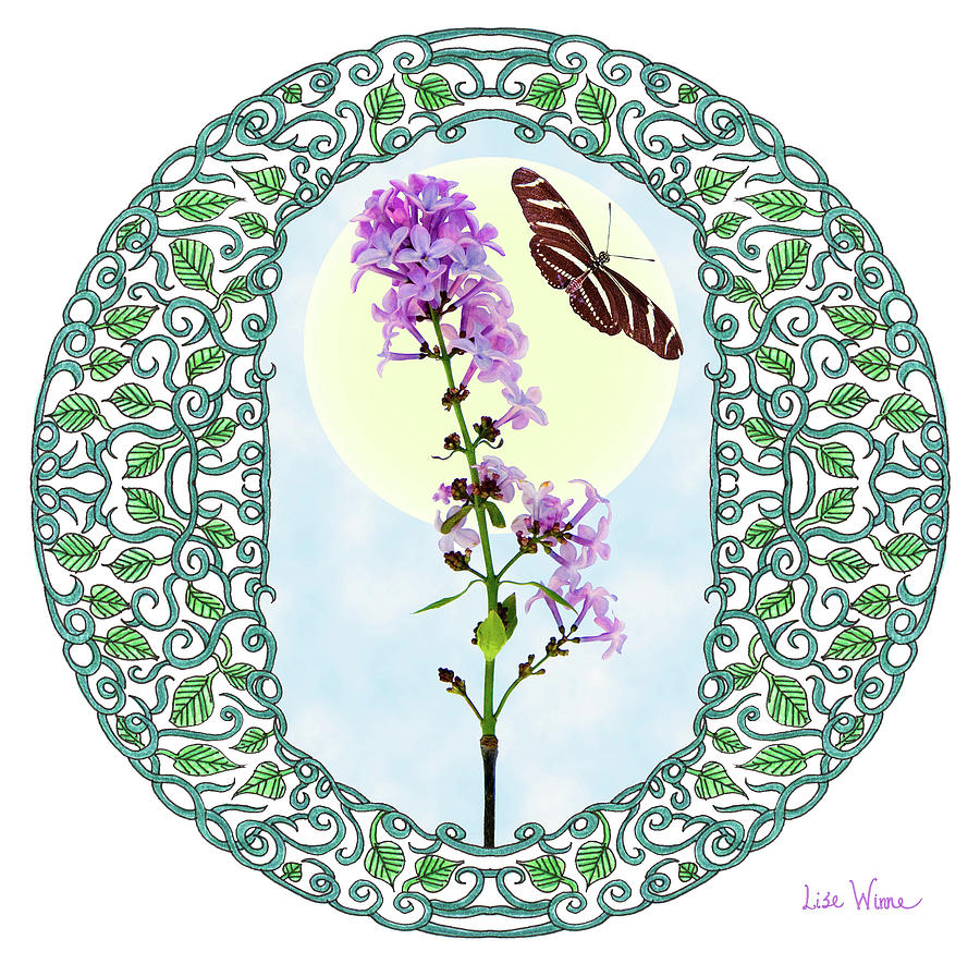 Lilac with Butterfly Digital Art by Lise Winne