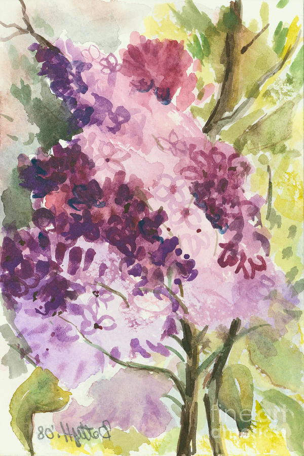 Lilacs - Note Card Painting by Elisabeta Hermann