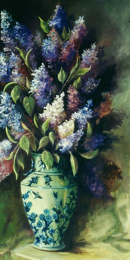 Lilacs and Celadon Vase Painting by Ruth Stromswold
