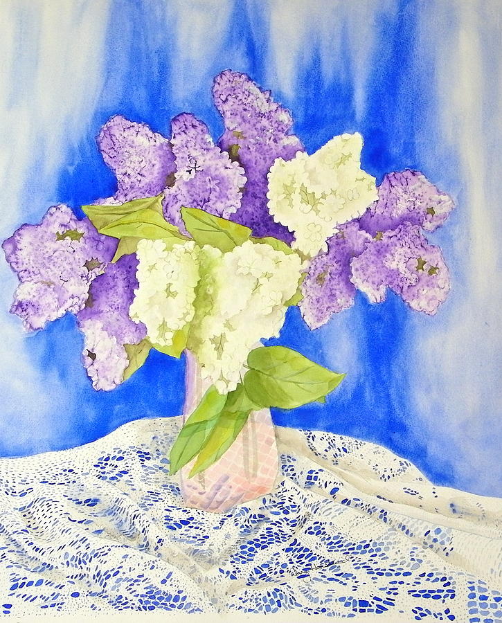 Lilacs and Lace Painting by Terry Honstead