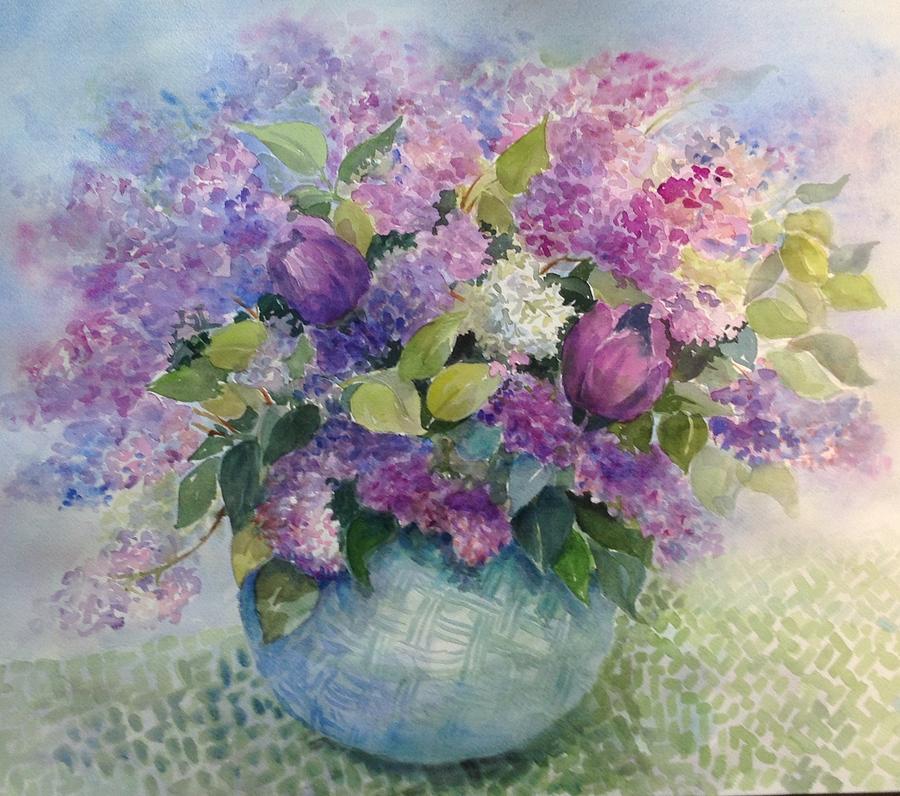 Lilacs and Tulips Painting by Natalie Stafford - Fine Art America