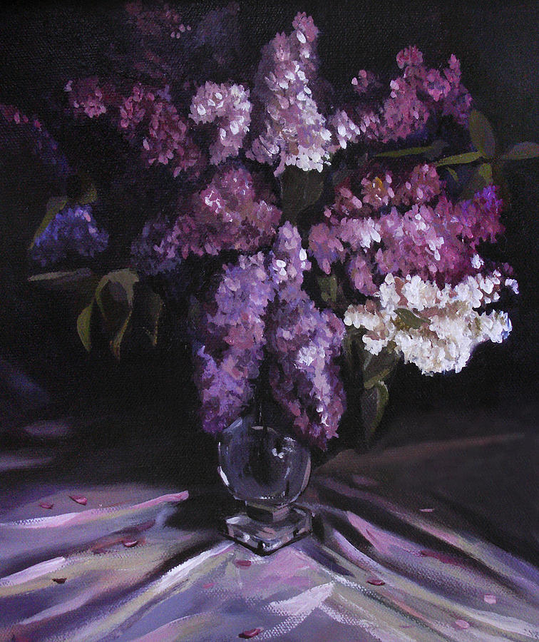 Lilacs Painting by Nancy Griswold