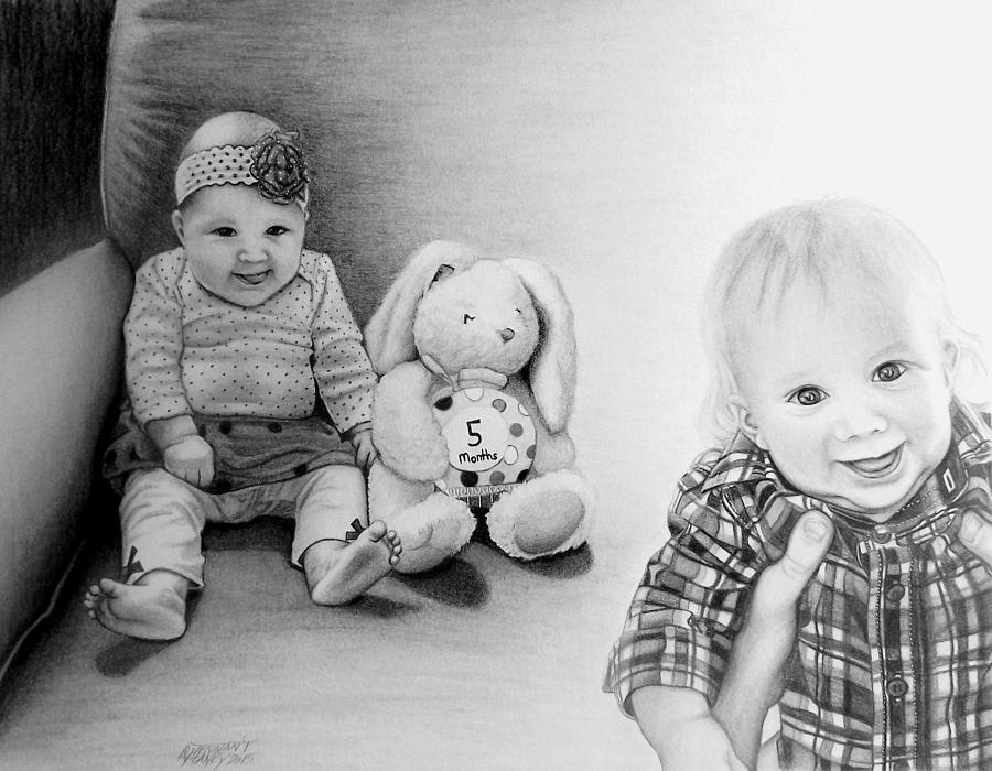 Lilah and Evan Drawing by Danielle R T Haney