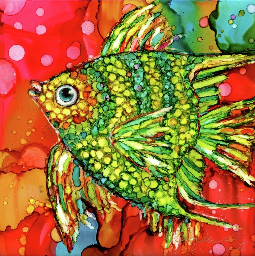 Lila's Angel Fish Painting by Linda Eader | Fine Art America