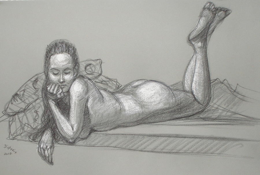 Nude Drawing - Liliana Reclining by Donelli  DiMaria
