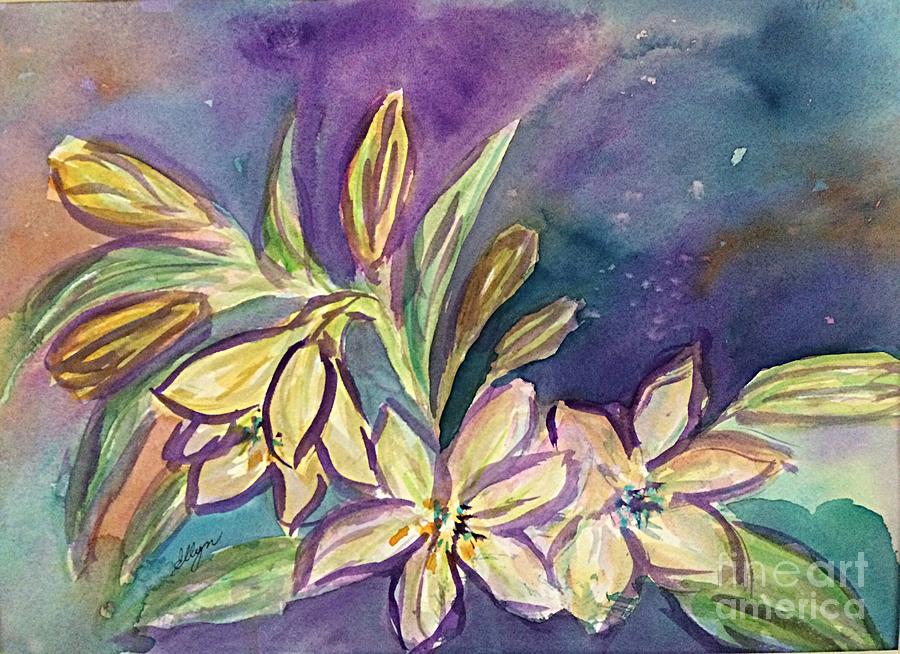 Lilies and Buds  Painting by Ellen Levinson
