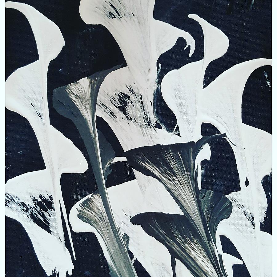Black And White Painting - Lilies by Cindy Rothery