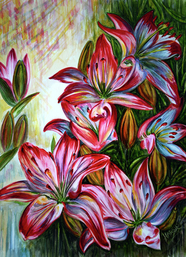 Lilies Painting by Harsh Malik