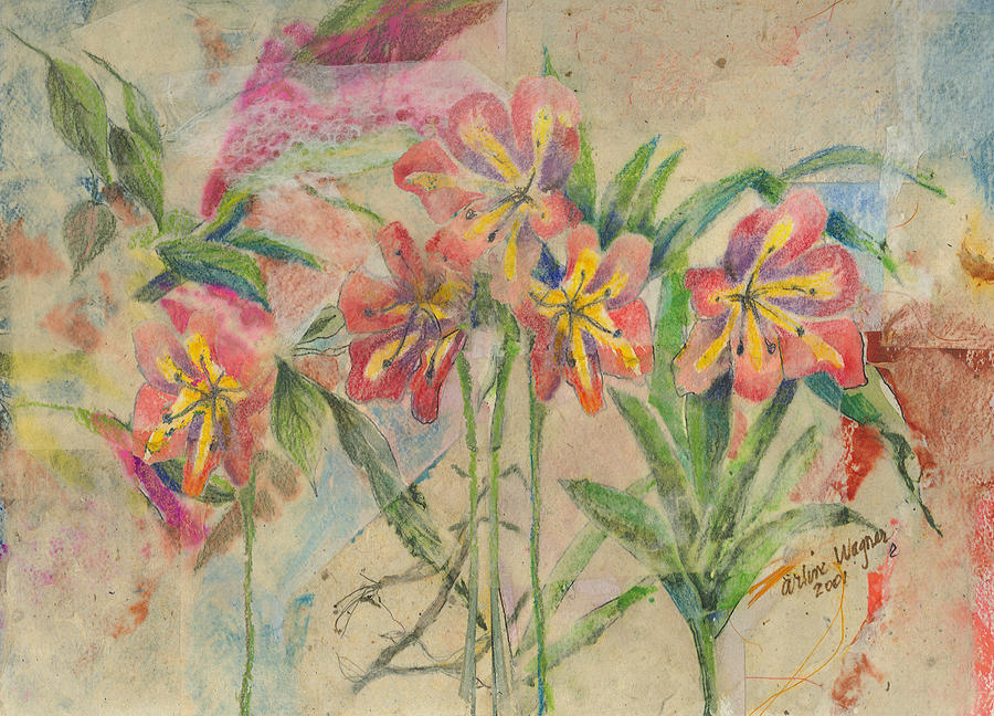 Lilies in Disguise Mixed Media by Arline Wagner