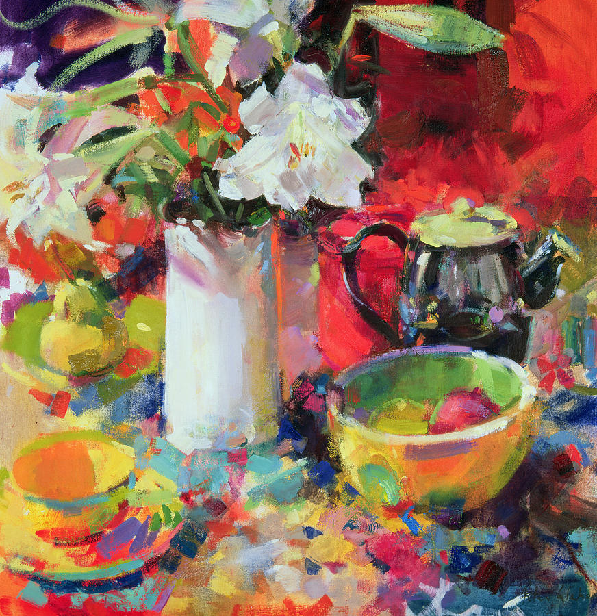 Tea Painting - Lilies in Summer by Peter Graham