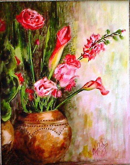 Lilies in the Pots Painting by Harsh Malik