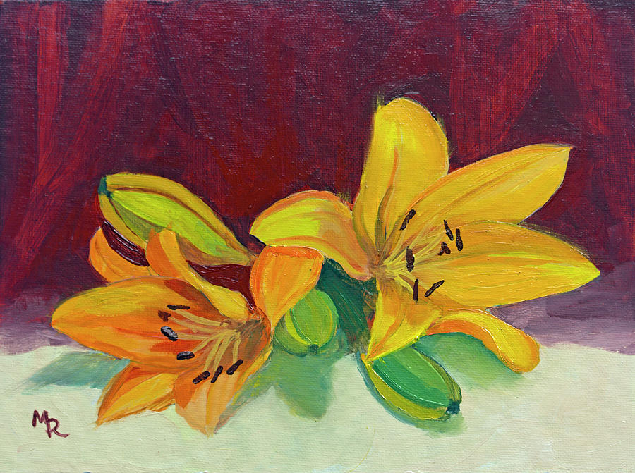 Lilies Painting by Mike Robles