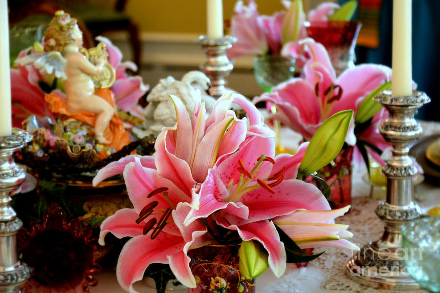 Lilies on a Dining Table Photograph by Tatyana Searcy