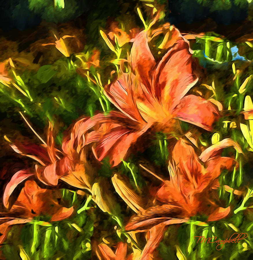 Lilies on Canvas Painting by Theresa Campbell