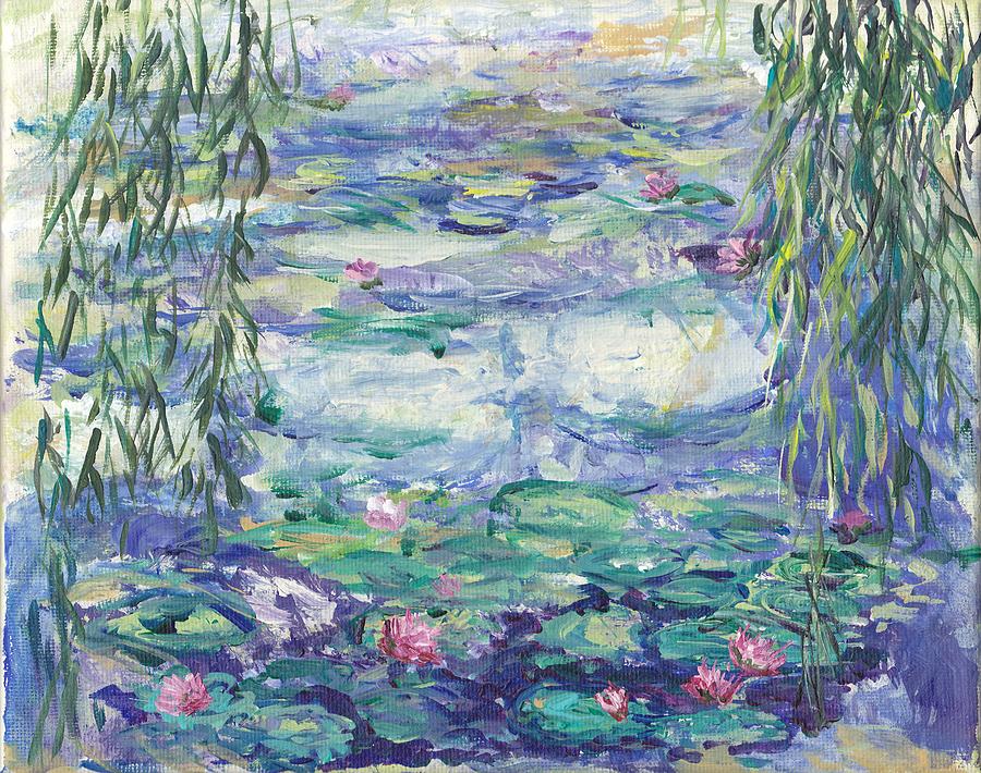 Lilies Over the Pond Painting by Mary Sedici