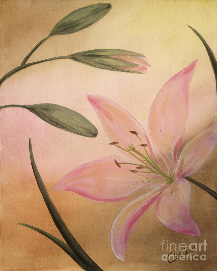 Lilies Part 2 Painting by Cathy Cleveland