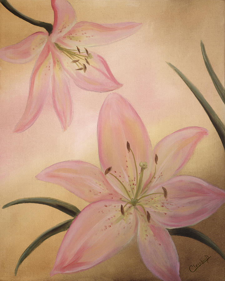 Lilies Part1 Painting by Cathy Cleveland