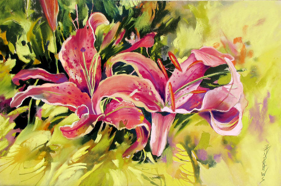 Lilies Painting by Rae Andrews