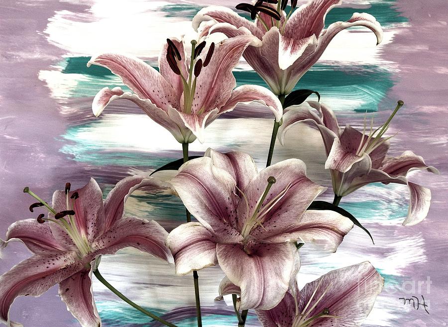 Lilies That Soothe Me Mixed Media by Marsha Heiken
