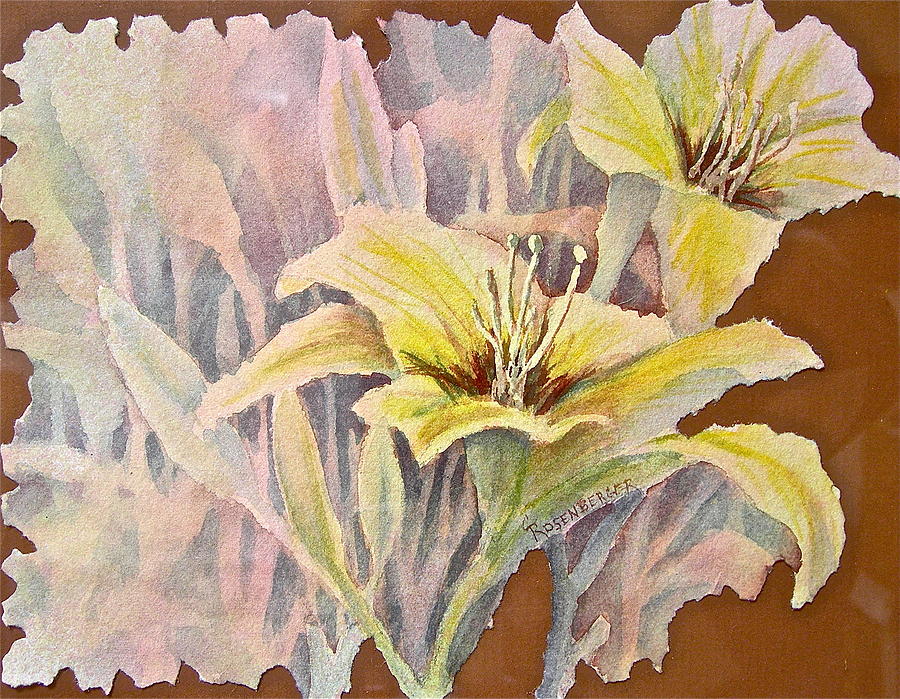 Lilies With Sienna Painting by Carolyn Rosenberger