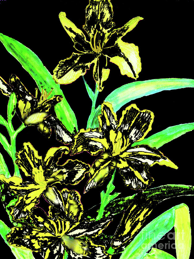 Lilies yellow and black Painting by Irina Afonskaya