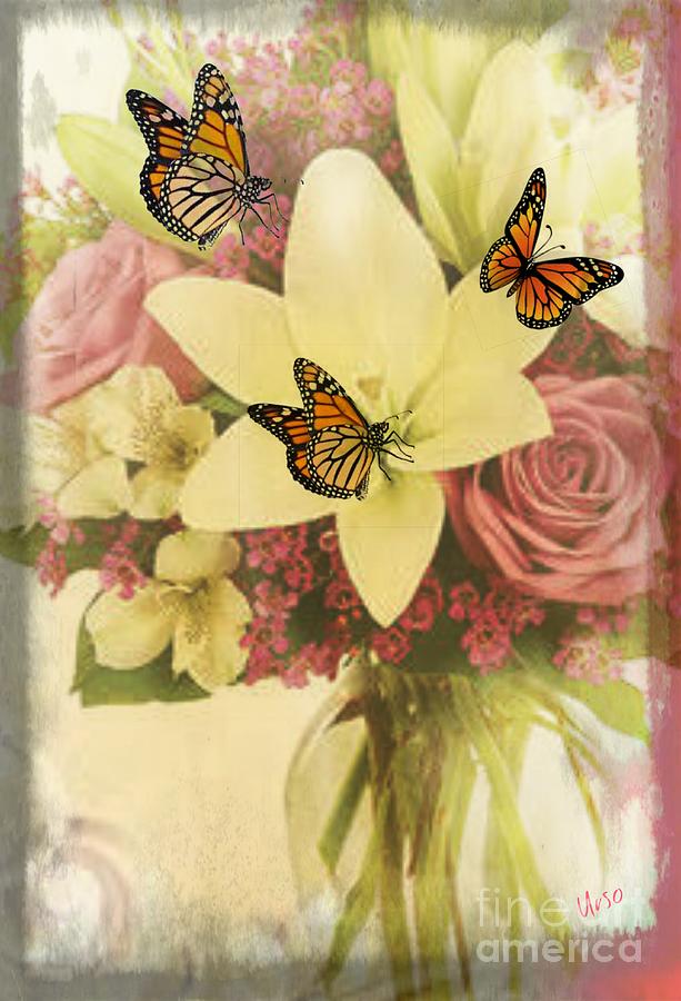 Lililies and Roses Digital Art by Maria Urso
